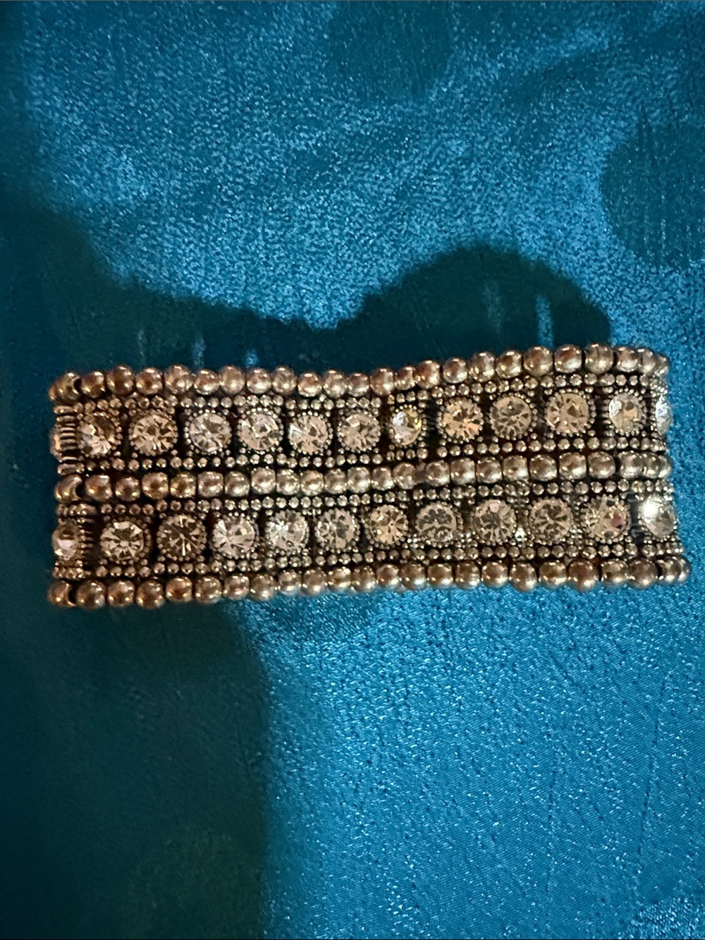 Sparkling Silver-Tone Crystal Stretch Bracelet